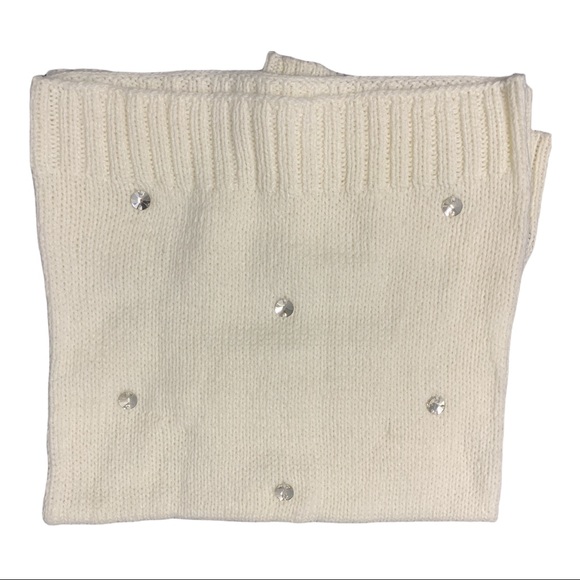 NWT Victoria Secret Neck Warmer Hat Toque Gem Embellished White Winter Set OS - Picture 2 of 3